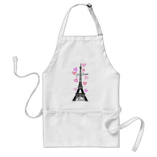 PARIS JE T'AIME EIFFEL AND PINK HEARTS STANDARD APRON