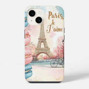 Paris, Je T'aime - Eiffel Tower with Macarons iPhone 14 Case