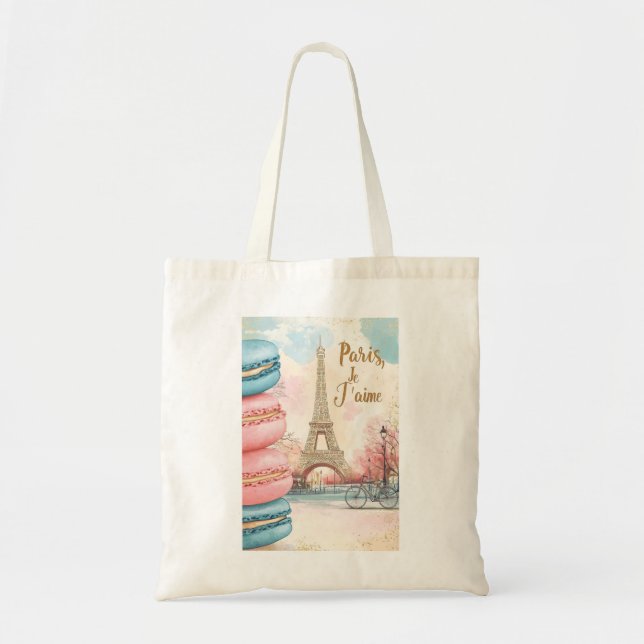  Paris, Je T'aime - Eiffel Tower with Macarons  Tote Bag (Front)