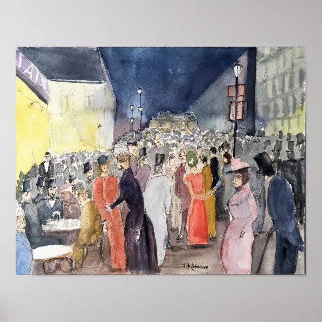 PARIS, LA BELLE EPOQUE, WATERCOLOUR  CITYSCAPE POSTER (Front)