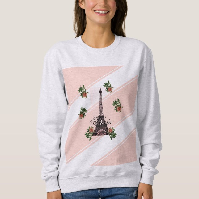 Paris - La Tour Eiffel pastel Eifelturm Roses Rose Sweatshirt (Front)