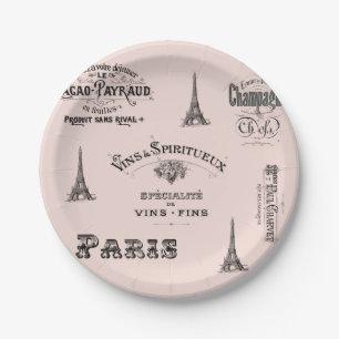 Paris Label Collage French Paper Plate