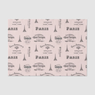 Paris Label Collage Pink Tissue Paper
