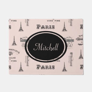 Paris Label French Pink Personalised Doormat