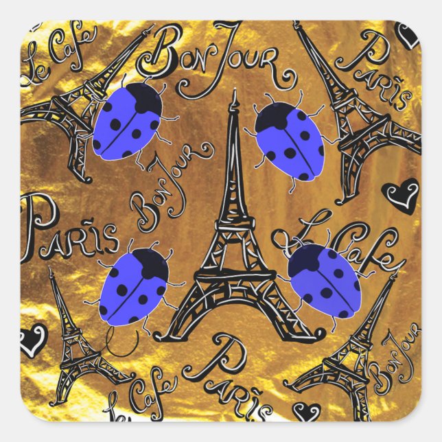 PARIS LADYBUGS SQUARE STICKER (Front)