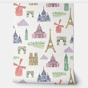 Paris Landmarks France Map Wallpaper