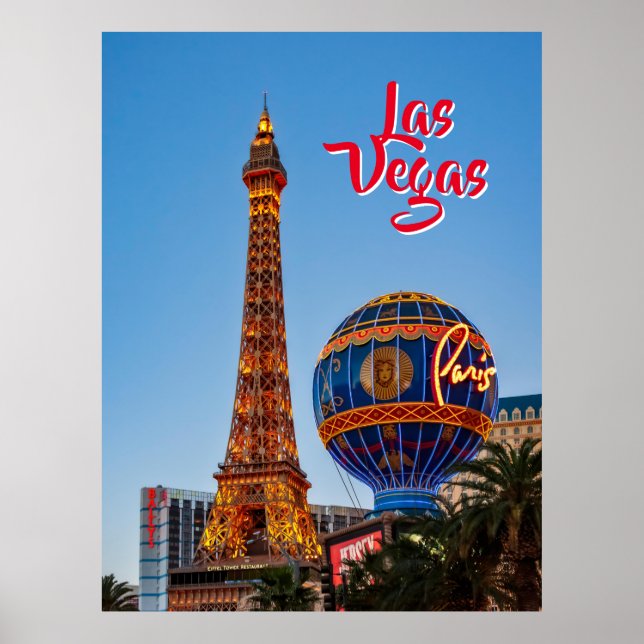 Paris Las Vegas at dusk Postcard Poster (Front)