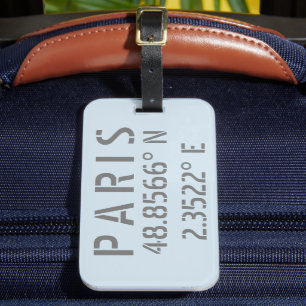 Paris Latitude Longitude Luggage Tag