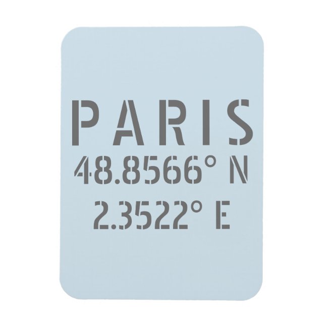 Paris Latitude & Longitude Magnet (Vertical)