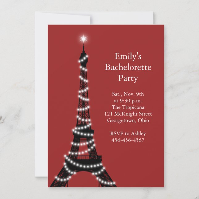 Paris Lights Bachelorette Party Invitation (Front)