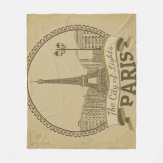Paris Lights: Vintage Landscape Postcard Fleece Blanket