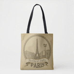 Paris Lights: Vintage Landscape Postcard Tote Bag