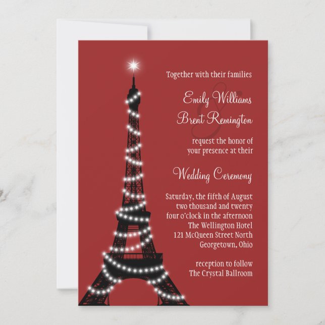 Paris Lights Wedding Invitation (Front)