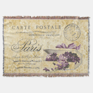 Paris Lilacs Carte Postale Throw Blanket