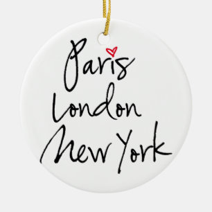 Paris, London, New York Ceramic Tree Decoration