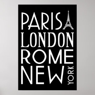 Paris, London, Rome and New York Poster