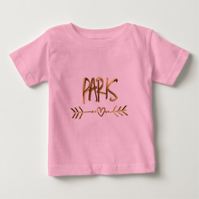 Paris Love France Gold Look Typography Elegant Baby T-Shirt (Front)