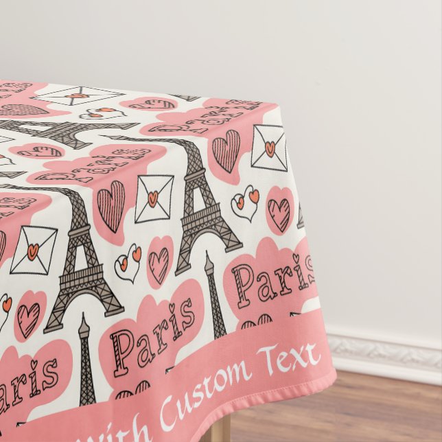 Paris Love Letters Eiffel Tower Custom Design Tablecloth (In Situ)