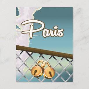 Paris love padlocks postcard