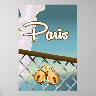Paris love padlocks poster