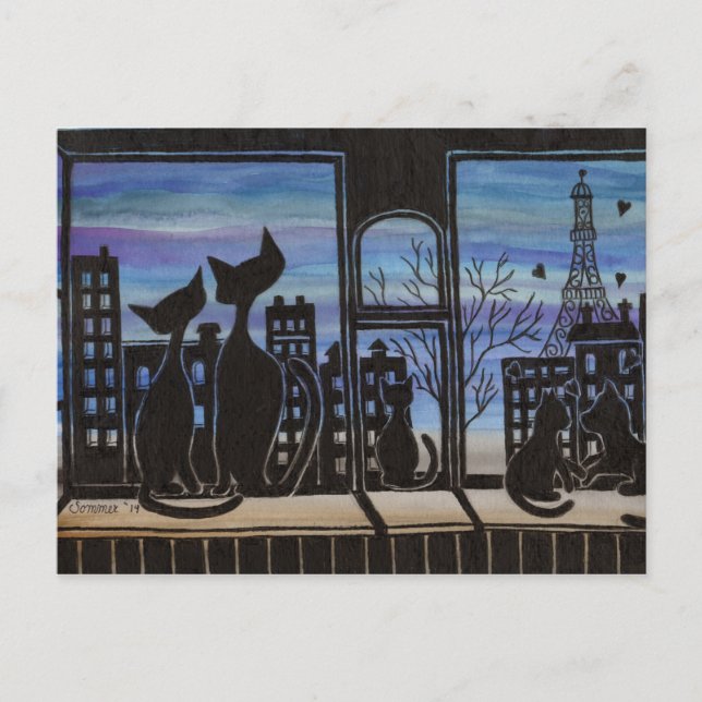 Paris, Love, Romantic Kitty Post Card (Front)