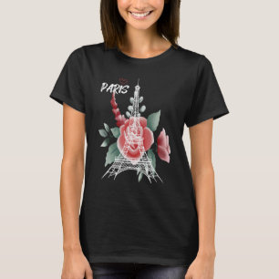 Paris Love Roses Eiffel Tower Souvenir France Fren T-Shirt