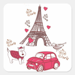 Paris Love Square Sticker