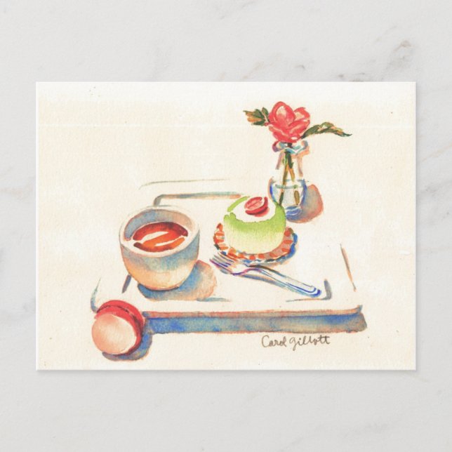 Paris Macaron watercolor Postcard (Front)