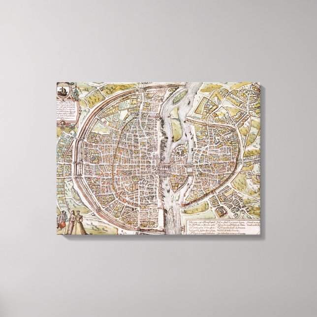 PARIS MAP, 1581 CANVAS PRINT (Front)