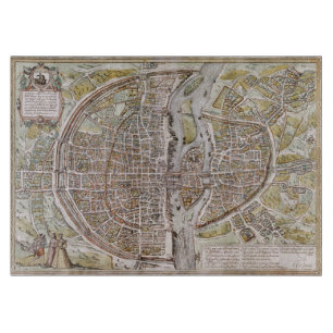 PARIS MAP, 1581 CUTTING BOARD