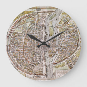 PARIS MAP, 1581 LARGE CLOCK
