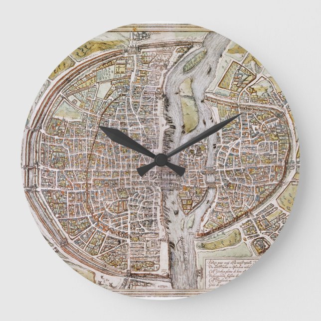 PARIS MAP, 1581 LARGE CLOCK (Front)