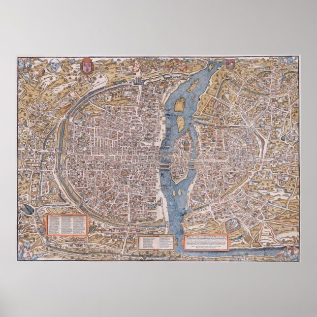 PARIS MAP c. 1555 Poster (Front)
