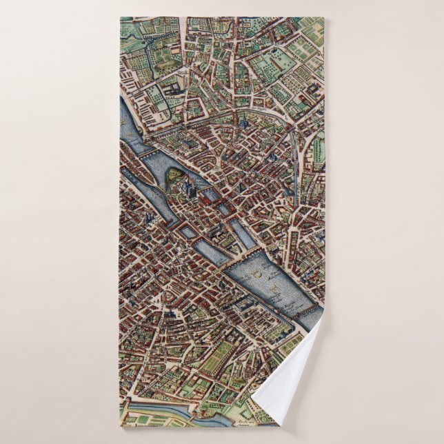 Paris map city old bath towel (Bath Towel)