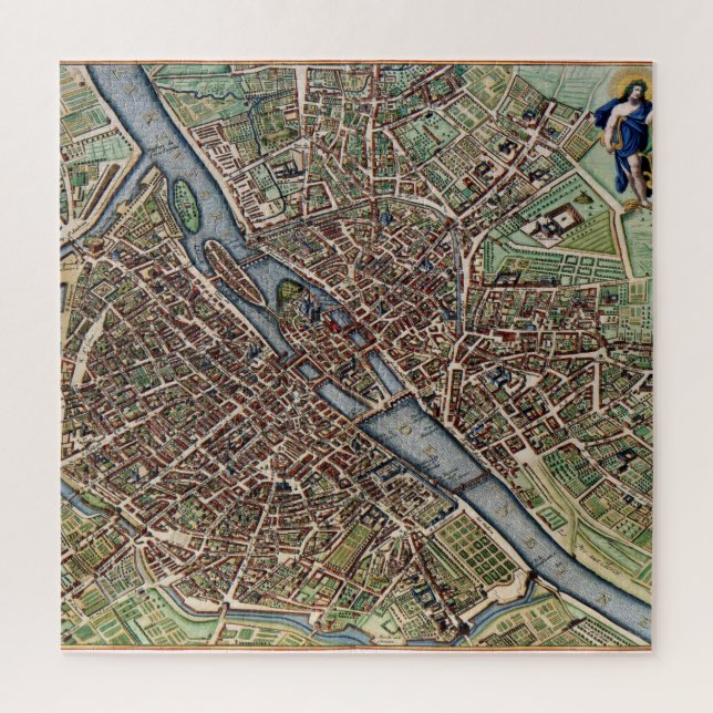 Paris map city old jigsaw puzzle (Vertical)