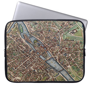 Paris map city old laptop sleeve