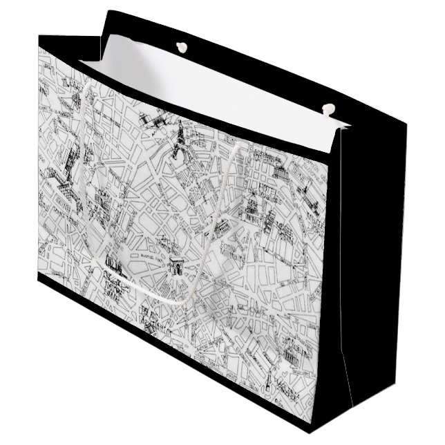 Paris Map Large Gift Bag (Front Angled)