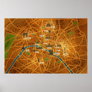 Paris Map Poster