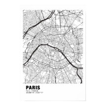Paris Map Poster - France White Map 