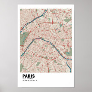 Paris Map Poster - Tokyo Vintage Map Style