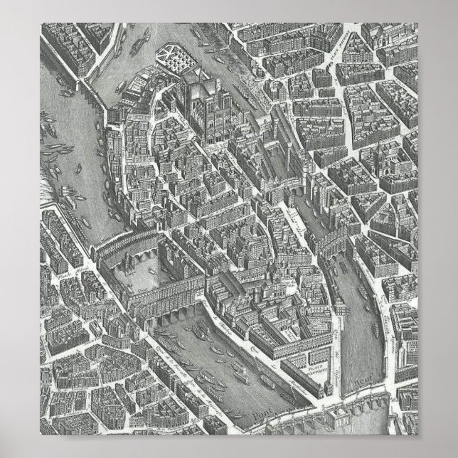 Paris map Vintage - Île de la Cité Poster (Front)