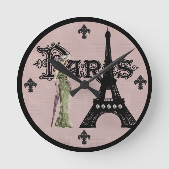 Paris Mauve Round Wall Clock (Front)