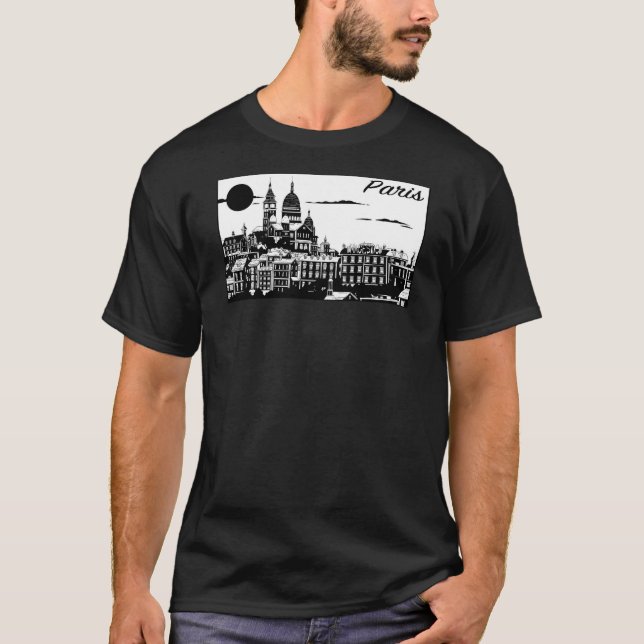 Paris Men's Basic Dark T-Shirt (Front)