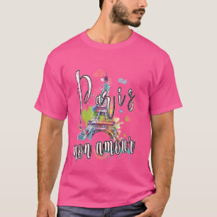Paris Mon Amour Eiffel Tower Splash Art Graffiti W T-Shirt