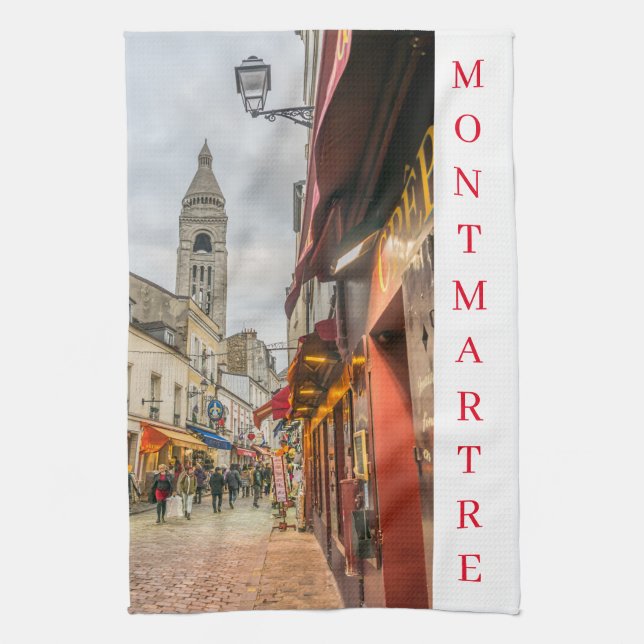 Paris Montmartre street view tea towel (Vertical)