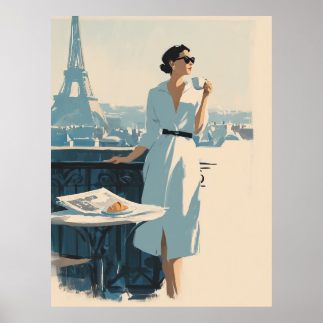 Paris Morning Coffee Elegance Poster (Front)