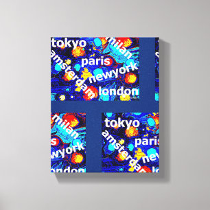 Paris  New York  Amsterdam Colourful Abstract Art Canvas Print