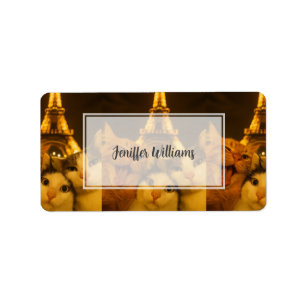 Paris Night Cat Selfie Squad Lover Label