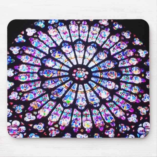 Paris Notre Dame stained glass - The Rose Window Mouse Pad (Front)