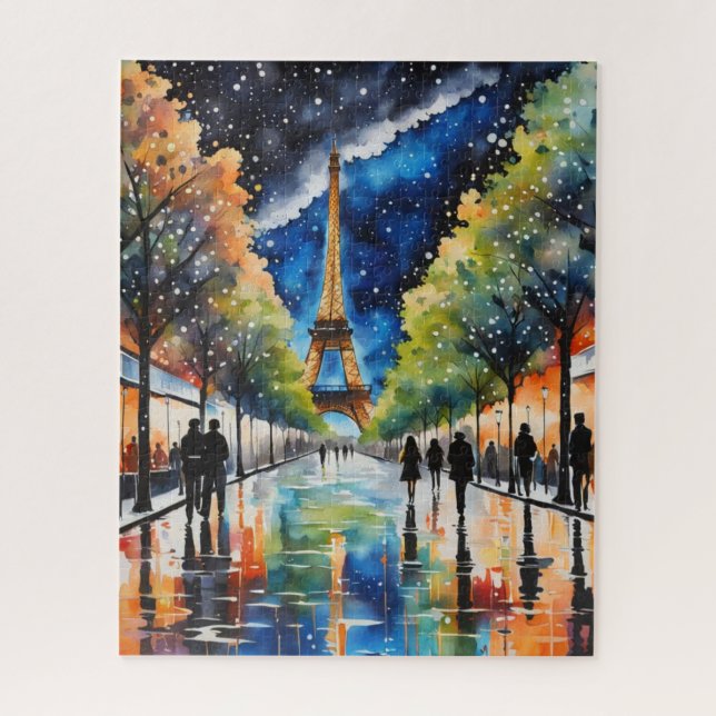 PARIS on a rainy day. Eiffel Tower, Starry Night Jigsaw Puzzle (Vertical)